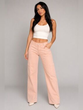 H&M Cargo Pants Womens 8 Pink Y2K Streetwear Urban Utility
